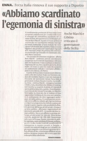 ENNA - 22 Giugno. La Sicilia, Enna: Abbiamo scardinato l'egemonia di Sinistra